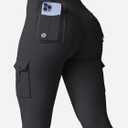 YEOREO CoreFlex Workout Cargo Leggings with Pockets for Women Hidden Scrunch Butt Lifting Leggings Gym Yoga Pants (Black, S)