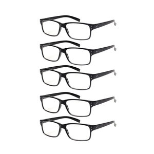 Reading Glasses 5 Pairs Quality Readers Spring Hinge Glasses for Reading for Men and Women (5 Pack Black, 1.75)