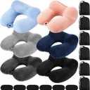 Sintuff 6 Pcs Inflatable Travel Pillow for Airplanes with Compact Bag and Blindfold Soft Velvet Inflatable Neck Pillows for Traveling, Airplane, Train, Car, Office (6 Colors)
