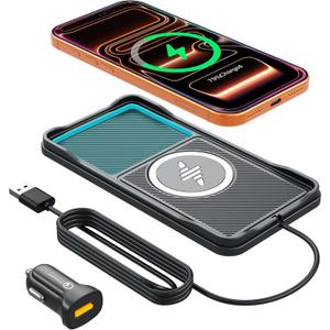 Wireless Car Charger,LANSEMKU Car Wireless Chargers Charging pad Non Slip 15w Fast Charger for Car Wireless Phone Charger for iPhone 16/15/14/13/12 Pro Max,Samsung for Android (Black-100cm Cable)