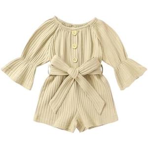 YOUNGER TREE Kids Toddler Baby Girls Summer Outfit Off-Shoulder Sunflower Overall Romper Jumpsuit Short Trousers Clothes 90