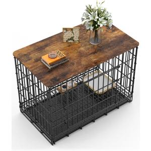Dog Crate Topper for 48'' Dog Cage, Dog Kennel Topper Wood Countertop, Foldable Dog Crate Table Top (Crate Not Include)