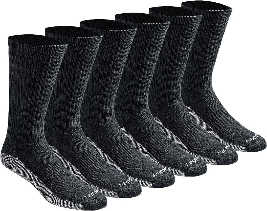 Dickies Men's Dri-Tech Original Moisture Control Crew Socks, (X-Large, Black (6 Pairs)
