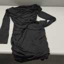 OZICERD Off The Shoulder Mini Dresses for Women Long Sleeve Ruched Bodycon Mesh Dress Cocktail Party Club Going Out Dress Black S