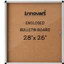 INNOVART Enclosed Bulletin Board 28x26, Weatherproof Bulletin Board Cork Noticeboard w/Aluminum Frame, Outdoor Wall Display Case w/Swing-Open Door, Information Cabinet for School, Office