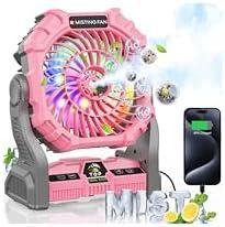 Misting Fan Portable with RGB Lantern, 30000 mAh Rechargeable Camping Mist Fan with Emergency Battery Power Bank Hurricane Supplies, Perfect Cooling Mister for Outdoor Travel