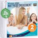 Utopia Bedding Mattress Protector Zippered Queen Size (Pack of 2), 100% Waterproof Bed Bug and Dust Mite Proof Mattress Encasement, Absorbent 6 Sided Mattress Cover