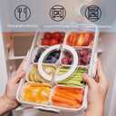 Snackle Box Container,Divided Serving Tray with Lid and Handle,8 Compartment Travel Snack Box for Candy Fruits Nuts Veggie for Travel Party Picnic1 Pack (White)