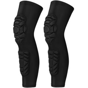 GUOZI Double Crashproof Knee Calf Pads [2 Pack], Thigh Compression Leg Sleeves Protection, Shin Brace Support for Youth Adults Sports Football Basketball Volleyball Soccer Baseball etc. (Large)