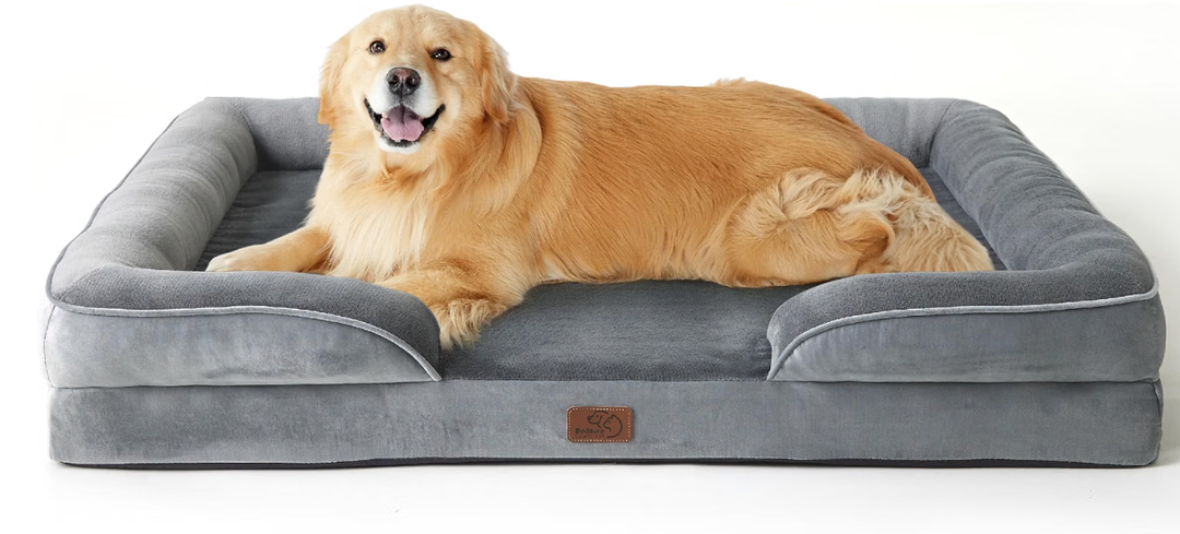 Bedsure Orthopedic XLPlus Dog Bed Extra Large Washable Original Design
48" Dog Couch Sofa Waterproof, Comfy Bolster Sides, Removable Cover, Nonslip Bottom, Pet Bed for Cats,Senior Dogs, Grey