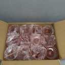 Pink 12 Pack Vintage Wine Glasses, Plastic Reusable 12 Ounce Colored Water Goblets, Unique Flower Embossed Pattern Unbreakable Stemmed Wine Glasses High Clear Wedding Party Bar Drinking Cups