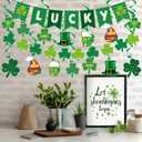 St Patricks Day Banner Decor, Large Saint Patricks Day Shamrock Photography Backdrop, Hanging Irish Decor for Home Wall Indoor Outdoor Decor Party Supplies