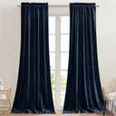 StangH Navy Blue Blackout Velvet Curtains for Doorway, 84 inches 2 Panels Thermal Insulated Noise Reducing Room Dividers for Living Room/Bedroom/Apartment, W42 x L84, 2 Panels