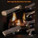 Stanbroil Extra Large Ceramic Gas Logs, 6 Piece Set of Decoration Ceramic Wood Logs for All Types of Ventless, Gel, Ethanol, Electric, Gas Inserts, Propane, Indoor or Outdoor Fireplaces & Fire Pits