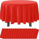 16 Pack Red Plastic Tablecloth for Round Tables, Premium Decorative Red Disposable Table Cloths for Parties, Bulk Round Party Table Cover for Birthday Wedding Anniversary Graduation, 84 Inch
