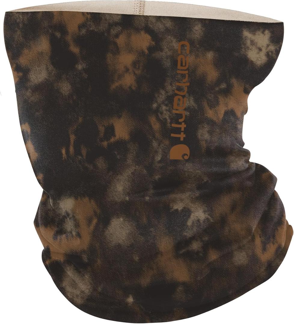 Carhartt Men's UP0271U Force Sun Defender All-Season Neck Gaiter, Watercolor Camo Print Dark Brown