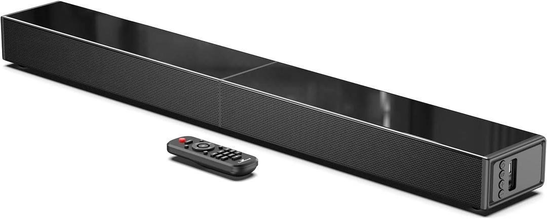 2.1 CH Soundbar with Built-in Subwoofer, 31 Inch Sound Bar for TV with Bluetooth/HDMI ARC/Optical/AUX/USB Connections (Glossy)