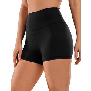 CRZ YOGA Women's Naked Feeling Biker Shorts - 3 Inches High Waisted Yoga Workout Running Spandex, Black, Large