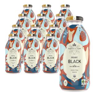 Harney & Sons Organic Black Iced Tea, Glass Bottles,16 oz bottles (Pack of 12) BBD: 07/30/27