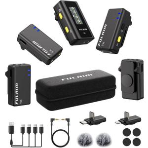 FULAIM X6 Wireless Lavalier Microphones with 4 Transmitter for iPhone, iPad, Android, Camera, Lapel Mic with 48KHz 24Bit, Noise Cancellation for Video Recording, Vlog, YouTube, TikTok