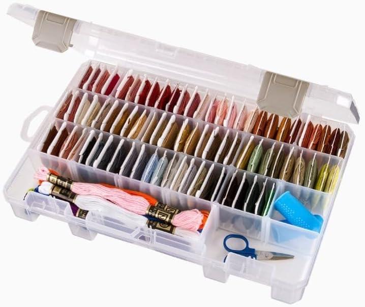 ArtBin 4006AB Medium Solutions Box with Dividers, Art & Craft Organizer, [1] Plastic Storage Case, Clear (10.75" x 7.375")