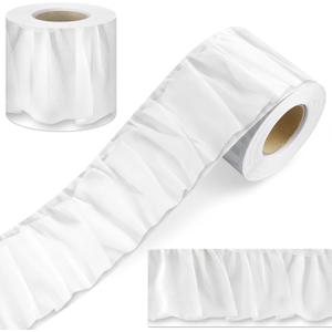 Zonon 65 ft Ruffled Bulletin Board Borders for Classroom White Decoration Trim Bulletin Board Borders Back to School Decor Trim for School Party Supply Window Chalkboard Whiteboard (White Ruffled)