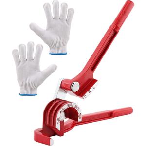 Copper Tube Benders with 1Pair Gloves,3-in-1 Manual Tube Benders for 1/4'' 5/16'' 3/8'' Tubing 0-180 Degrees Heavy Duty Brake Line Bending Tool for Copper Brass and Aluminum Pipes