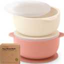 KeaBabies 2-Pack Baby Bowls with Suctions, Lids - Silicone Toddler Suction Bowls for Baby Boy, Girl, Kids, Food Grade Silicone, BPA-Free, Dishwasher Safe, Toddler Eating Essentials (Roseate)