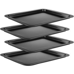 AKOLAFE 4 Pack 1/4 Baking Sheet Pan Big 9x13 Baking Pans Set Non Stick Cookie Sheets for Baking Nonstick Quarter Sheet Pans for Cooking Sheets for Oven Tray Rectangle Cake Pan Metal Steel Bakeware