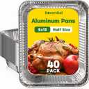 9x13 Aluminum Pans [40 Pack], Extra Heavy Duty Half Size Disposable Aluminum Foil Pans, Deep Baking Pans for Cooking, Roasting, Heating, and Steam Tables