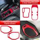 23PCS Full Set Interior Decoration Trim Kit for Jeep Wrangler JL JLU Gladiator JT 2018-2023 Steering Wheel Door Handle Air Conditioning Vent Cup Holder Reading Light Headlight Switch Gear Cover (Red)