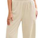 Fisoew Women's Two Piece Outfits Casual Lounge Sets Crop Tops and Joggers Tracksuit with Pockets (Beige, L)