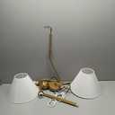 Modern Gold Linear Chandelier for Kitchen Island, 2-Light Linear Light Fixture with Off-White Fabric Shade, Rustic Pendant Light for Dining Room