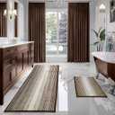 BSICPRO Bathroom Rugs and Mats Sets, 2 Piece Thick Absorbent Chenille Bath Mat Rug Set Non Slip, Soft Shaggy Bath Room Floor Mats for Bathroom, Machine Washable (Brown, 20" x 60" Plus 20" x 32")
