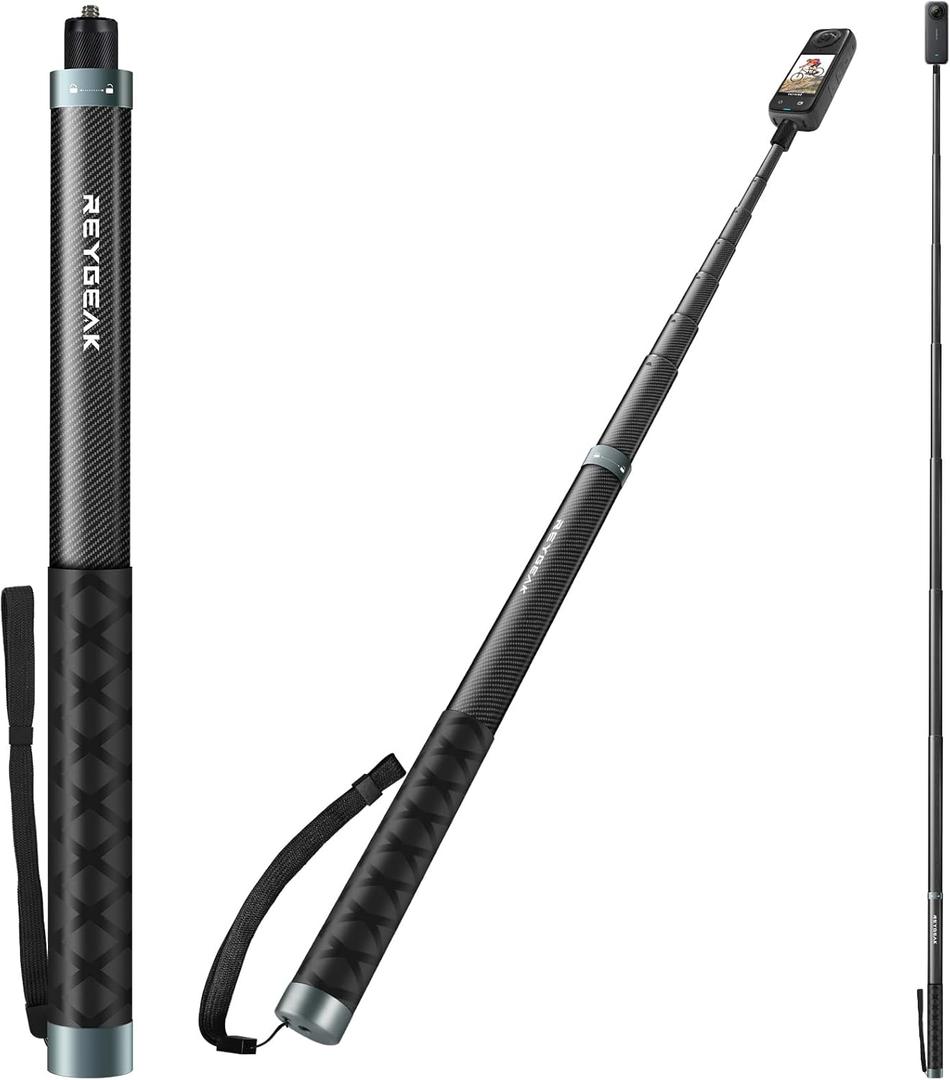 REYGEAK 118" Extended Selfie Stick for Insta360 X4,9.8ft Ultra Long Invisible Selfie Pole with 1/4 Screw,Carbon Fiber Waterproof Extension Monopod for Insta360 X4/X3/X2/ONE/ONE RS/ONE