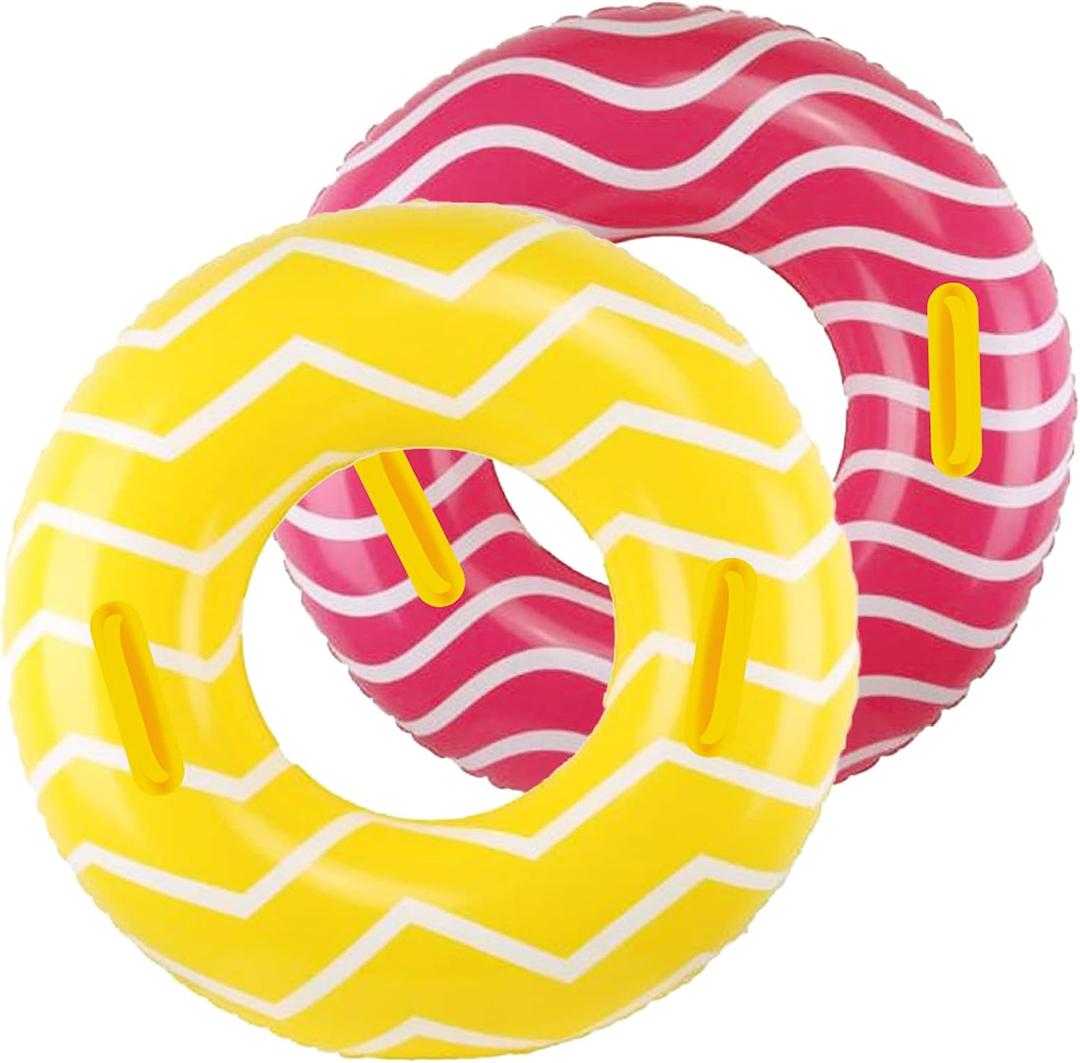2 Pack Inflatable Pool Tubes with Handles, 39 Inner Tubes for Floating, Round Pool Float, Beach Swim Ring Floaties, Pool Party Toys for Teens Adults