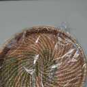 Round Rattan Woven Serving Tray with Handles Ottoman Tray for Breakfast, Drinks, Snack for Coffee Table, Home Decorative (11"x1.6", Honey Brown)