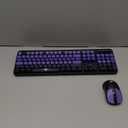 FD Wireless Keyboard and Mouse Combo | Cute Colorful Keyboard and Mouse with 2.4GHz Cordless Retro Typewriter Keyboard | Auto-Sleep | USB Receiver for Windows PC/Laptop - Black Purple Gradient