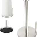 Paper Towel Holder with Side Rod, Stainless Steel, Easy Tear Dispenser for Home Kitchen Countertop Tabletop (Silver)