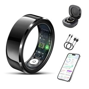 Delcast Smart Ring for Women Men-Wearable Fitness Tracker with Sleep Tracking Heart Rate Blood Oxygen Healthy Monitor Ring Activity Monitoring Steps Calories Black, Size 10