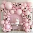 Double Stuffed Pink Balloon Garland Arch Kit Pastel Light Pink Balloons Different Sizes 18/12/5 Inch for Baby Shower Birthday Bridal Wedding Princess Party Decoration
