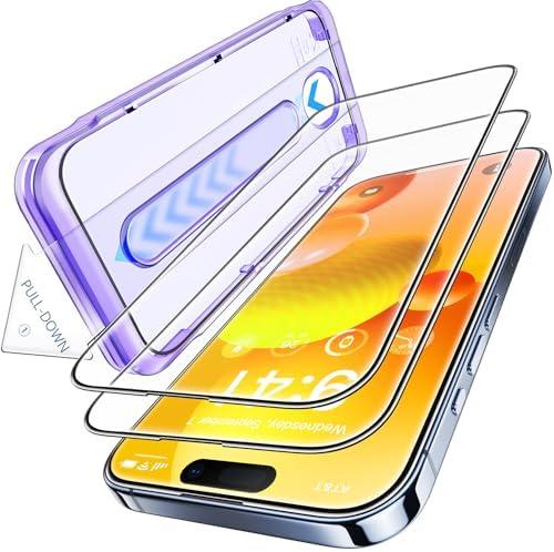 Pack of 2 Opxyl Unbreakable 9H+ Glass for iPhone 15 Pro Max Screen Protector [Military Grade Shatterproof][Full Coverage Protection] HD Screen Protector 15 Pro Max Longest Durable Tempered Glass, 2 Packs