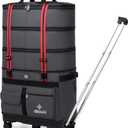 Expandable Foldable Luggage Bag with Telescoping Handle Collapsible Suitcase with Removable Universal Wheels Rolling Travel Bag for Men Women, DARK GRAY, Large, Foldable Suitcase