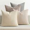 MIULEE Pack of 4 Couch Throw Pillow Covers 18x18 Inch Neutral Beige/Brown Soft Decorative Chenille Pillow Covers Farmhouse Accent Cushion Covers for Boho Home Decor Sofa Bedroom Living Room (18" x 18" (Pack of 4), Neutral Beige/Brown)