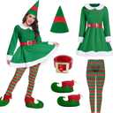 DARFULA Christmas costume for women 5 Pcs Women Christmas Costume Set Adult Christmas Cosplay Suit Xmas Outfits (Large)