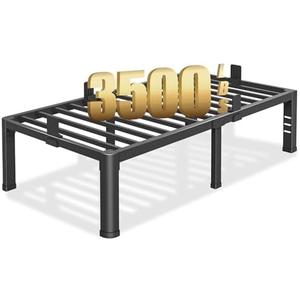 Yitong Angel 18 inch Twin Bed Frame with Rounded Corner Legs and Headboard Hole Mattress Slide Stopper 3500 LBS Heavy Duty Support Metal Platform,No Box Spring Needed, Noise Free, Easy Assembly