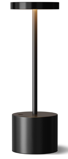 Black Cordless Table Lamp,  LED Wireless Outdoor Lamps for Dining Room, Bedroom, Bar, Cafe, Restaurant, Patio, Camping, Black