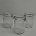ComSaf Airtight Glass jar with lid 37oz Set of 3, Glass Storage Containers with Lids, Glass Canisters, Striped Clip Fastening Jar for Kitchen Canning, Tea, Pasta, Sugar, Beans, Cookie, Jam, Oat