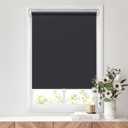 LazBlinds No Tools No Drill Cordless Roller Shades, 100% Blackout Roller Blinds for Windows, Thermal Insulated UV Protection Waterproof Roll Up Window Blinds and Shades, 25'' W x 72'' H, Black