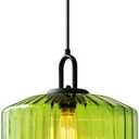 Glass Pendant Light fixtures Kitchen Island Modern Black Pendant Lights with Hand Blown Glass Shade 1-Light Adjustable Cord Ceiling Hanging Lighting for Dining Room Above Table Sink